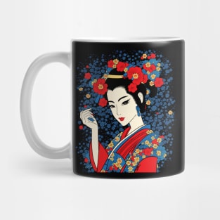 Geisha with Flowers Retro Comic Book Mug